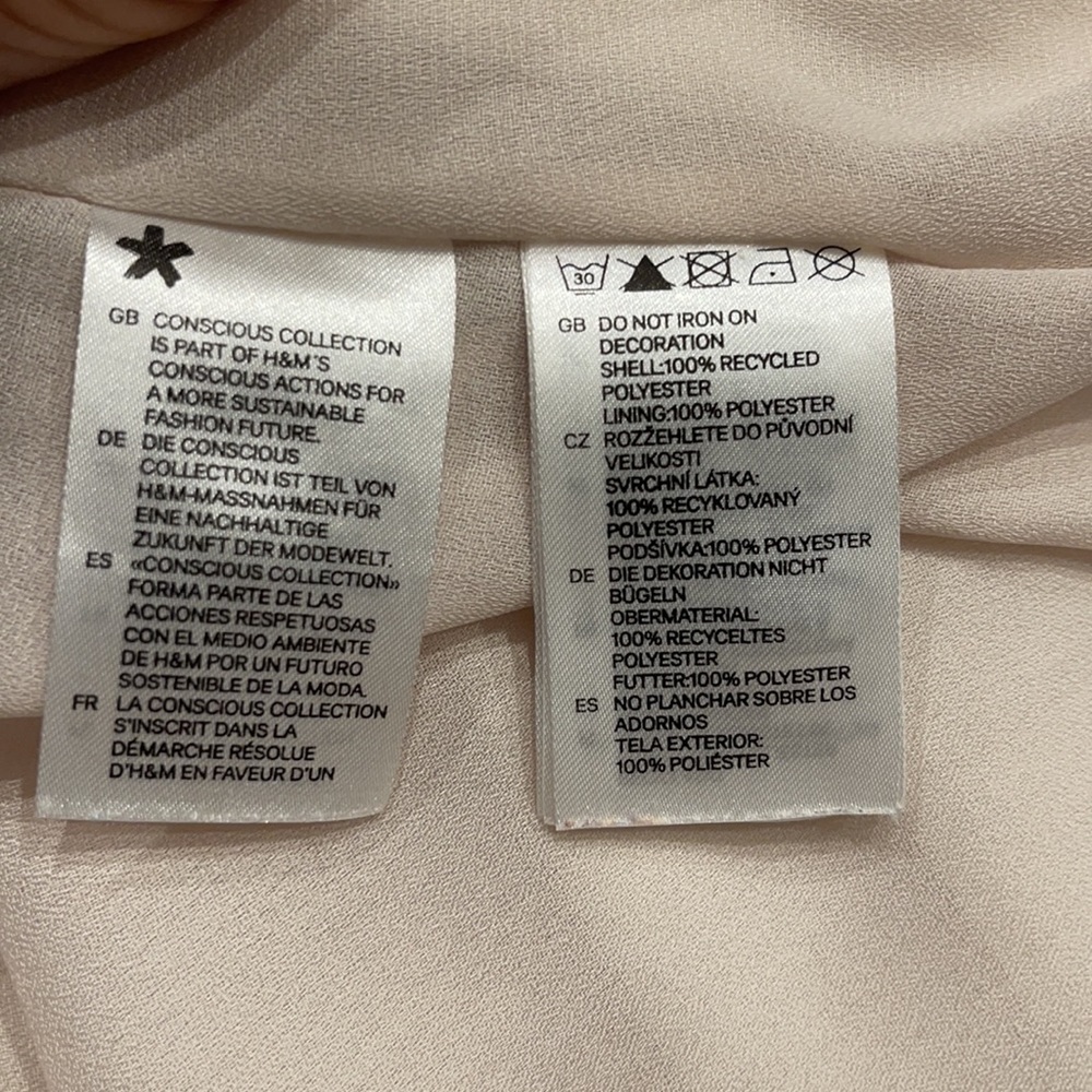 H&M Conscious Collection Ruffle Cream Muslin water fall Dress - Picture 6 of 9